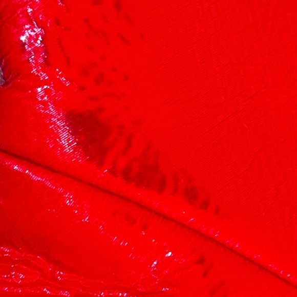 Tahari Red Patent Faux Vegan Leather Trucker Jacket Size Med - Picture 9 of 10